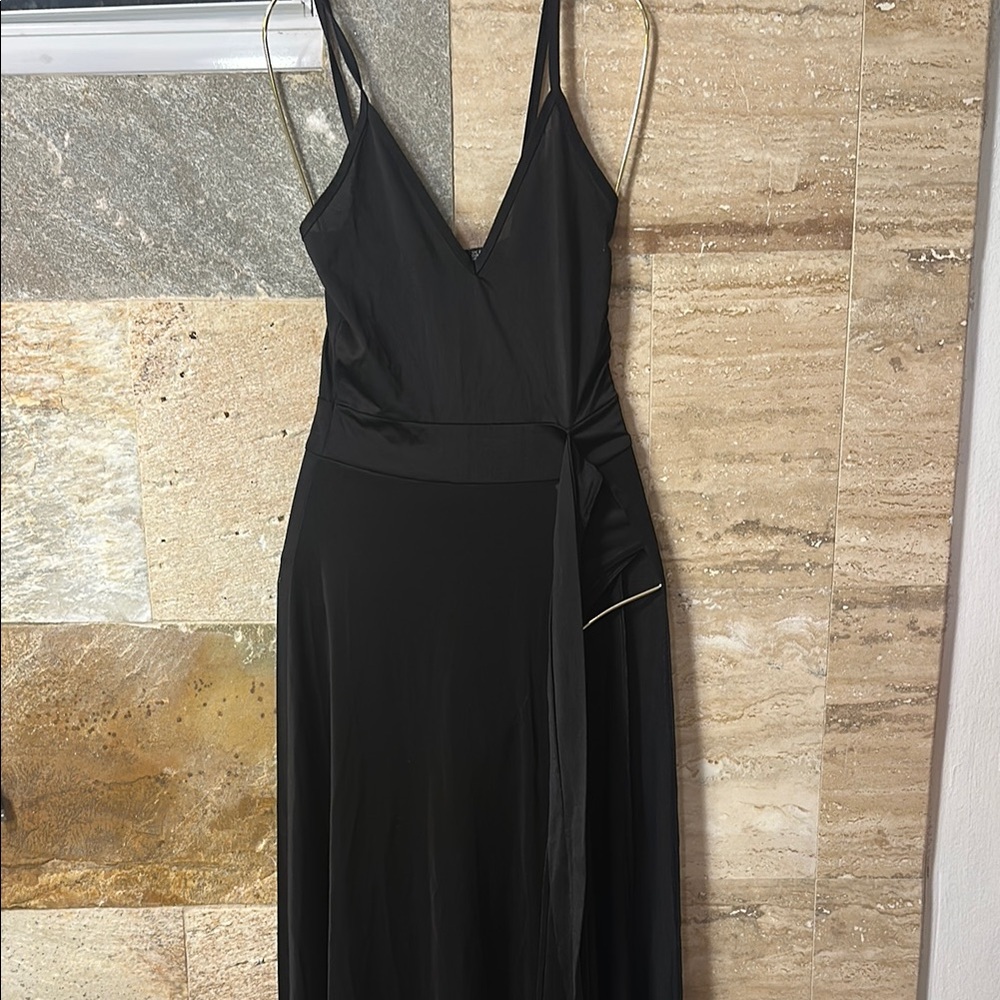 Elegant Black Evening Dress with super high split